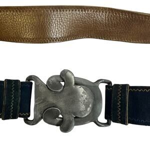 Vintage cast Metal Belt Buckle By Accurate 5211 Fashion art 2 pc belt